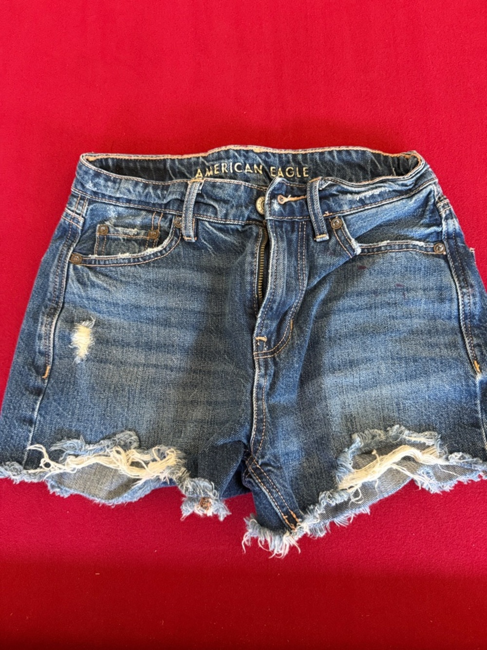 American Eagle Outfitters Women's Distressed Denim Shorts - Blue